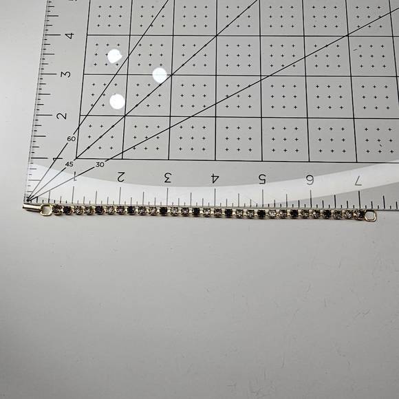 Vintage 90s Navy/Clear Rhinestones Gold Bracelet - Picture 7 of 7